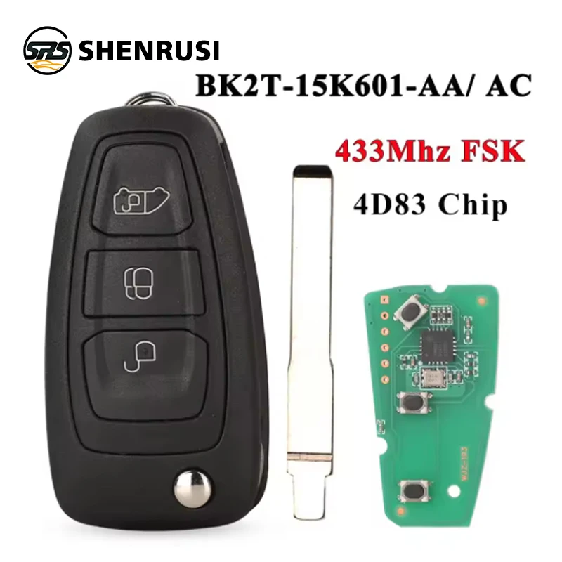 YONSEN BK2T-15K601-AA/ AC 434MHz ASK 4D+(83) Chip Autoschlüssel für Ford Tourneo Transit Custom Fernbedienung Klappschlüssel Aftermarket