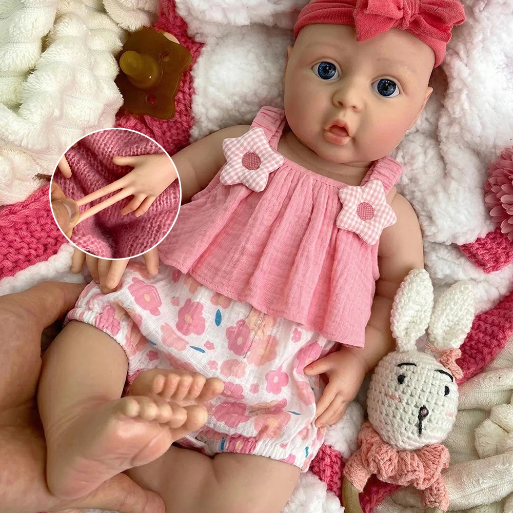 

42cm Open Eyes Girl Silicone Reborn Baby Realistic Skin Veins Lifelike Flexible Waterproof Rebirth Doll for Little Girls Gift