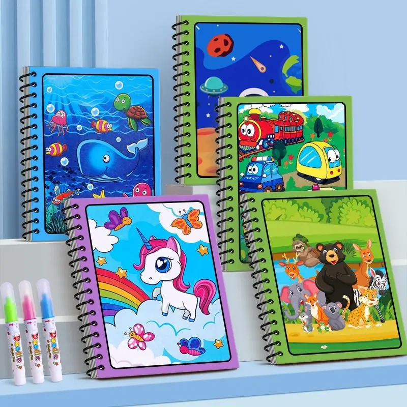 Libri da colorare in acqua per bambini piccoli, libro di pittura ad acqua per bambini piccoli, pittura con libri d'acqua, giocattoli per libri Doodle d'acqua per 3-5, Tra