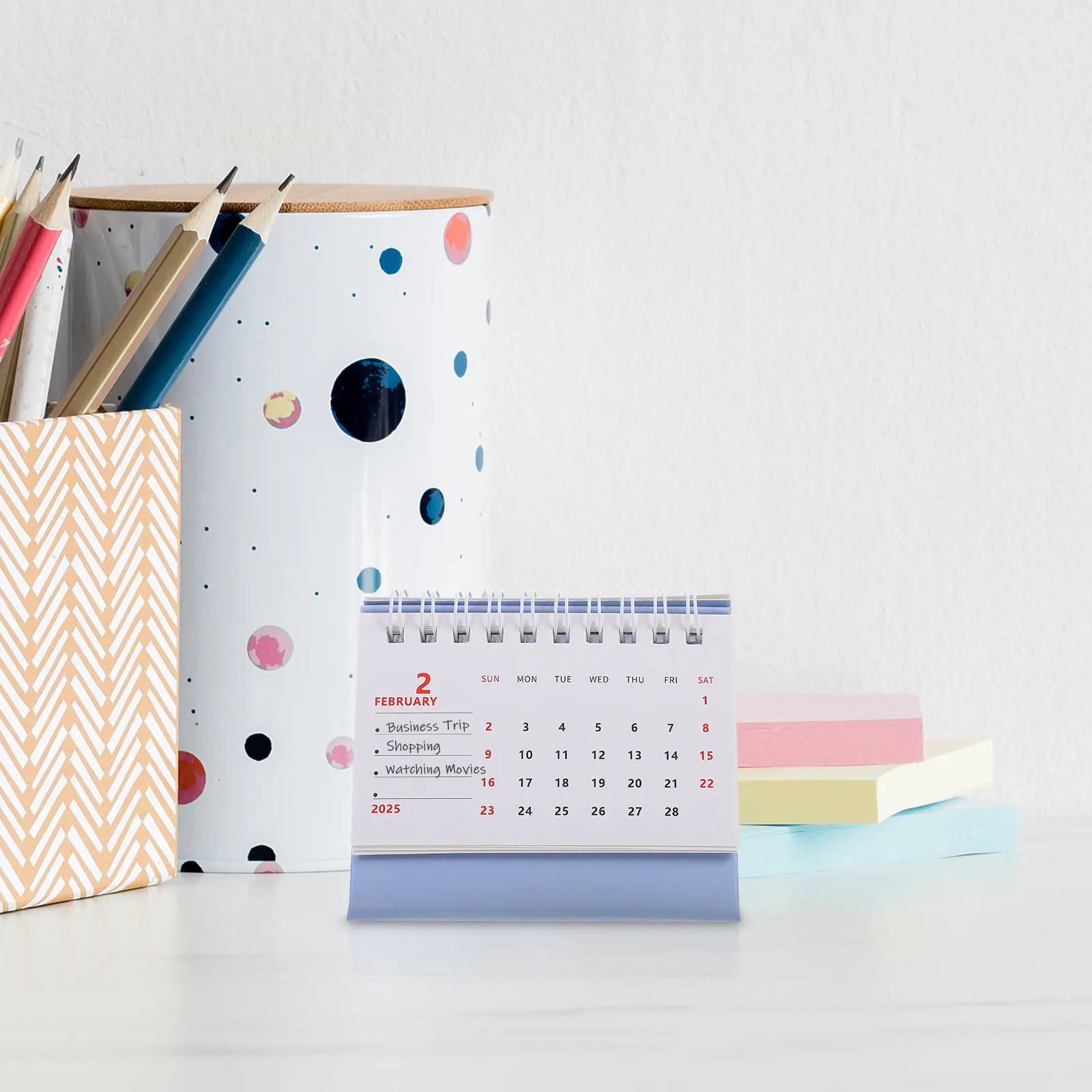 Calendrier de bureau sur pied, bloc-notes simple, calendrier mensuel décoratif, fournitures pour la maison, utilisation 03, 2025