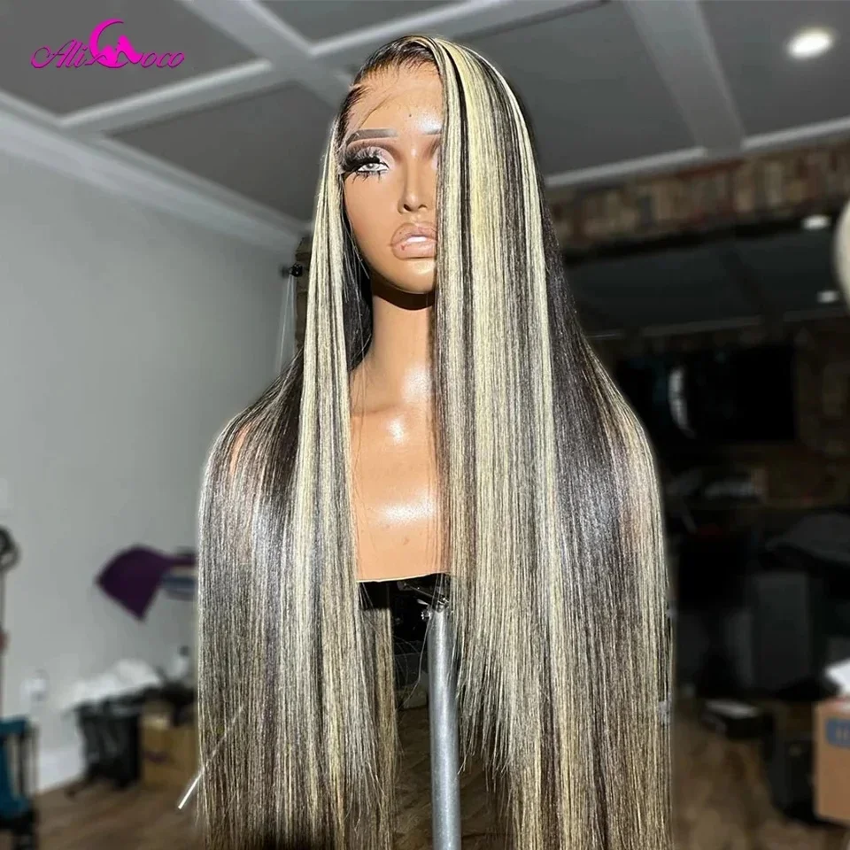 

1B/27 Highlight 13X4 13x6 Lace Frontal Human Hair Wigs 180% Highlight Blonde Straight Lace Front Wig Pre Plucked For Women