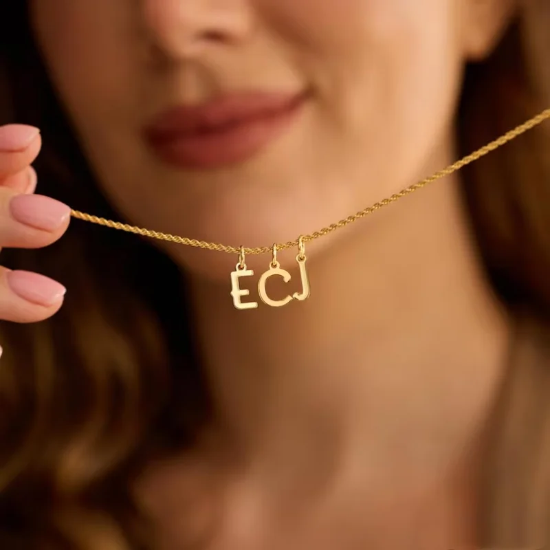 Custom Multiple Initial Letter Necklace Personalized Letters Name Pendant Gold Color Stainless Steel Women Jewelry Birthday Gift