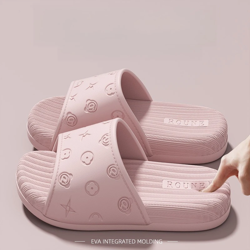 Couple Slippers, New Summer Indoor Home Bathroom Bath Shoes, Thick Sole Anti‑Slip Quiet Deodorant Support Slippers for Men Women
