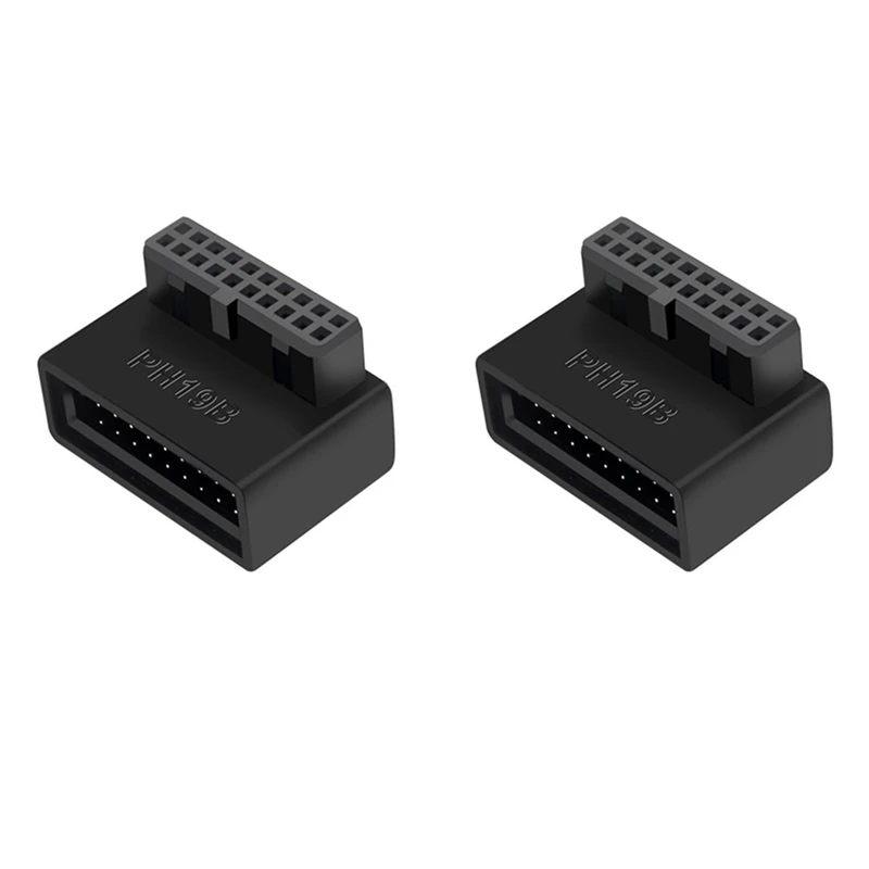 【Must-Haves】2Pcs Computer Motherboard Header Adapter USB 3.0 19P/20P 90 Degree Desktop Converter Desktop Computer Accessories