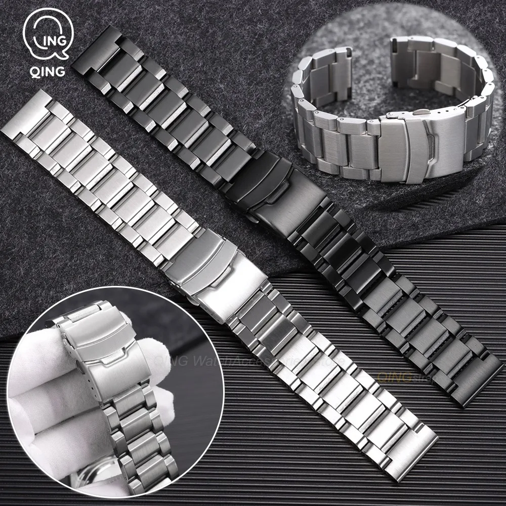 18/19/20/21/22/23/24/25mm Universal Men Women Watch Bands Luxury Stainless Steel Straps Smartwatch Metal Bracelet Business Strap