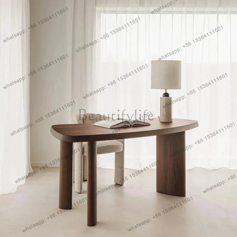 YJ Minimalist Walnut Computer Desk Curved Creative Home Desk