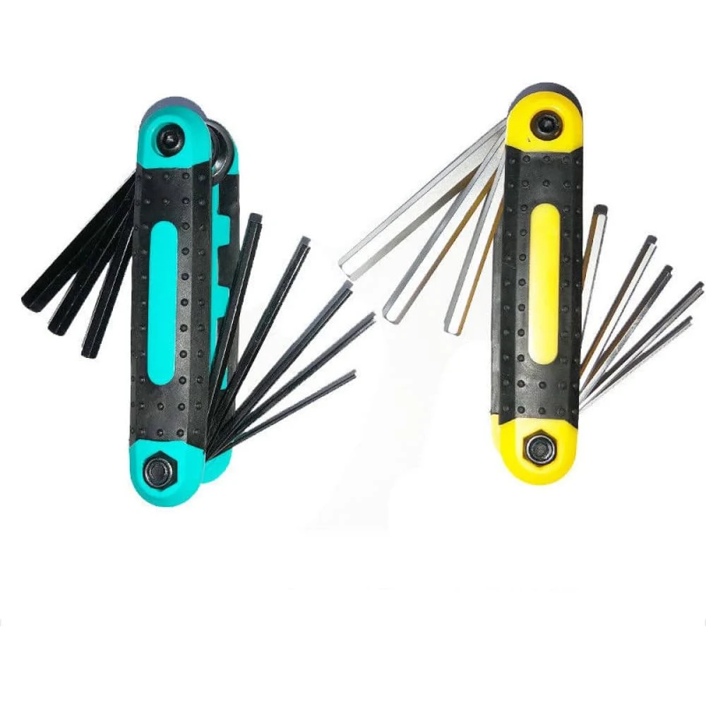 8 In 1 Folding Hex Wrench Metal Metric Allen Wrench Set Hexagonal Multifunction Tool Wrenches Allen Keys Hand Tool Portable Set,