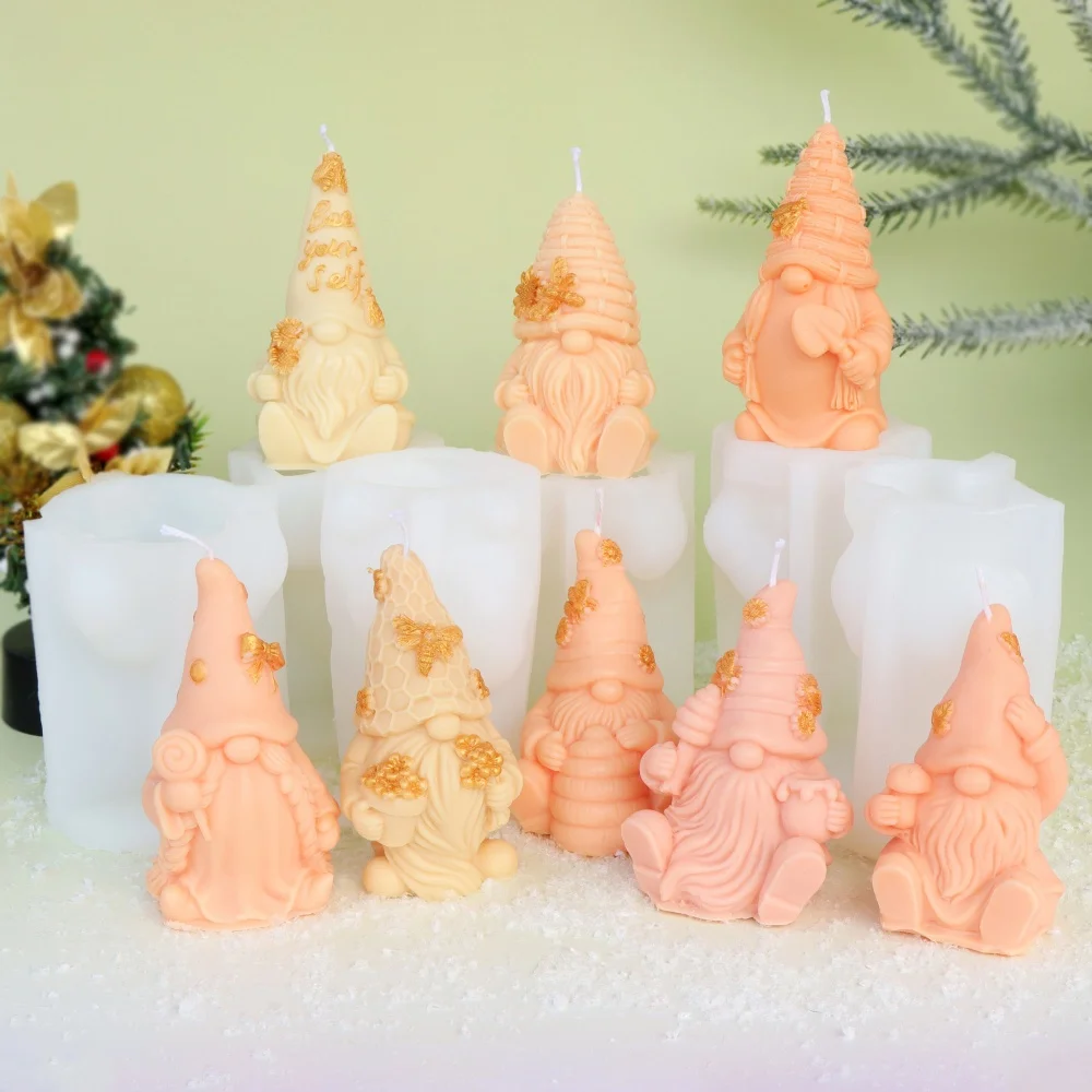 

Christmas Figurine Holding Pinecone Silicone Candle Mold Precious Christmas Figurine Holding Mushroom Soap Mold for Art Decor