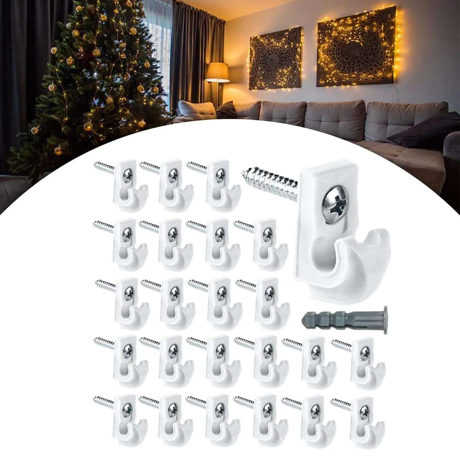 White Down Wall Clip Bracket Heavy Duty Wire Shelf Hook for Hanging Cabinet Organizer Partition