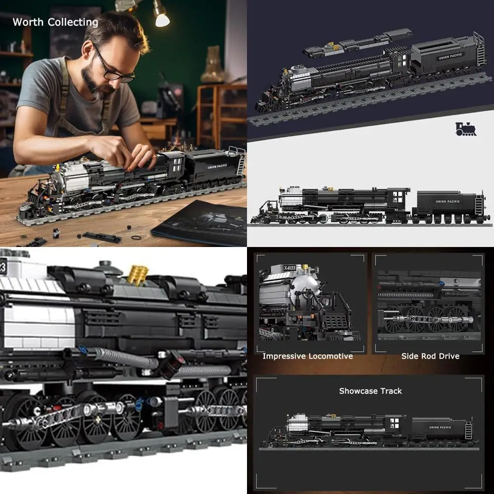 Kit de modèle de train de locomotive à vapeur BIGBOY de 1608 pièces avec pistes pour adolescents et adultes