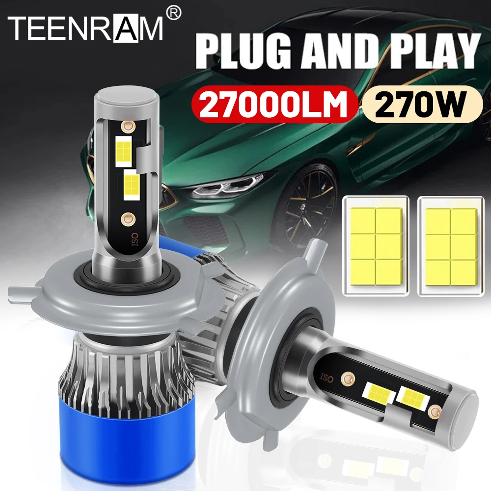 

270W H1 H7 Car Lights 27000LM 9005 HB3 9006 HB4 Trubo Auto Lamps 6000K White 12V H4 H13 9004 9007 Canbus LED Headlight Bulbs