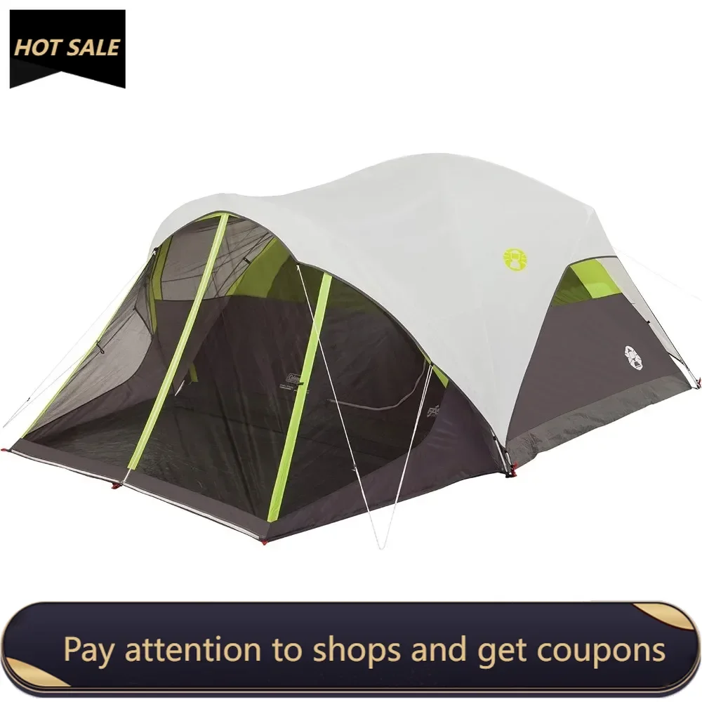 

Fast Pitch Dome Camping Tent with Screened Porch，6-Person Tent Includes Pre-Attached Poles，and Screened-In Porch Freight free