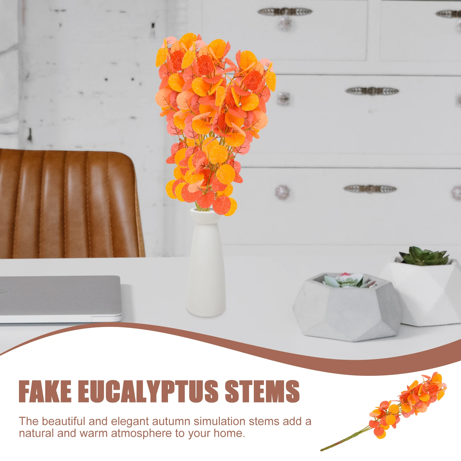 

5pcs Leaves Eucalyptus Leaves Faux Eucalyptus Stems StemsDurable Fall Home Wedding Faux Greenery Branch