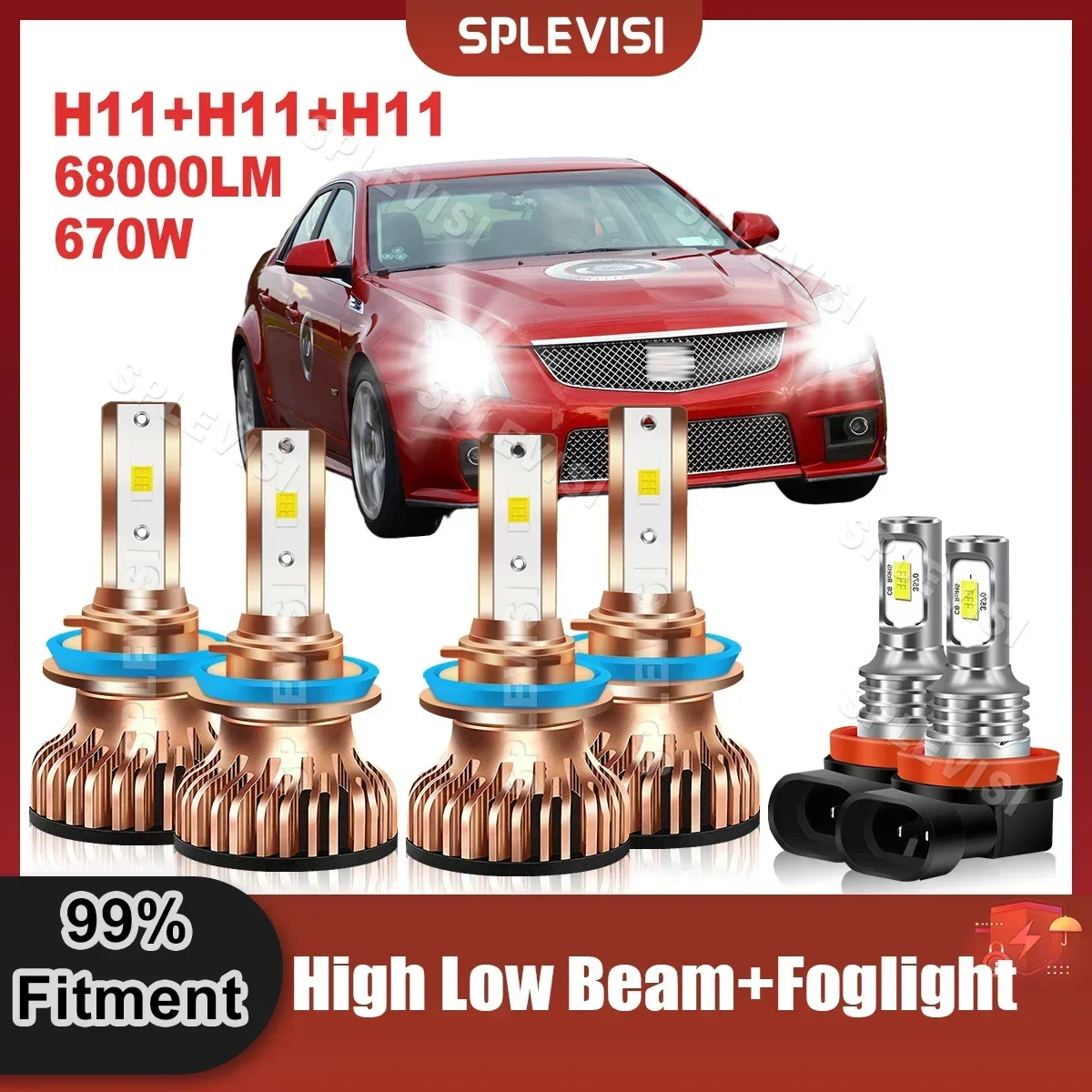 

H11 H8 H8 LED Headlight High Beam Low Beam Foglight For Cadillac CTS 2008 2009 2010 2011 2012 2013 2014 Replace Light Bulbs