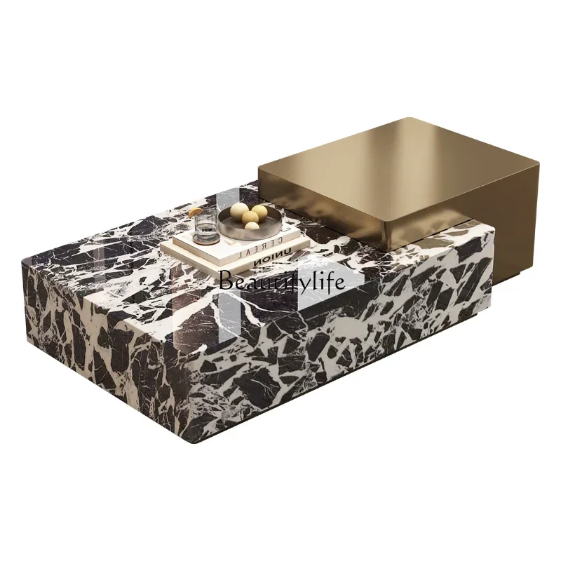

Высококачественный мраморный журнальный столик, итальянский минималистичный светлый роскошный высококачественный квадратный прямоугольник