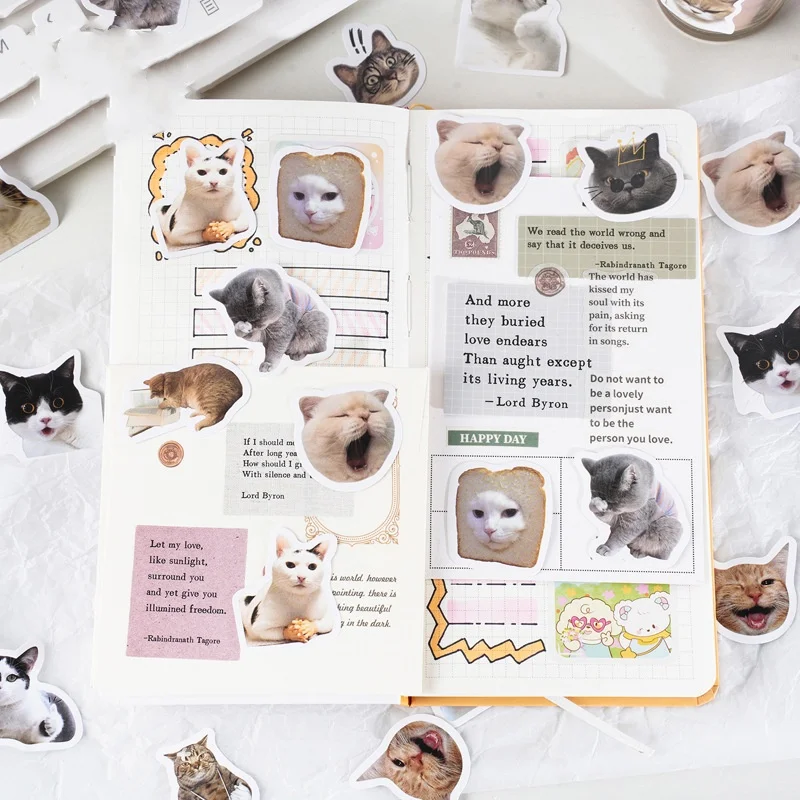 Imagem -02 - Gato Kawaii Adesivos para Scrapbooking Decorativo Adesivo de Vedação Álbum Diário Faça Você Mesmo Bonito Etiqueta da Vara 30 Caixas por Lote