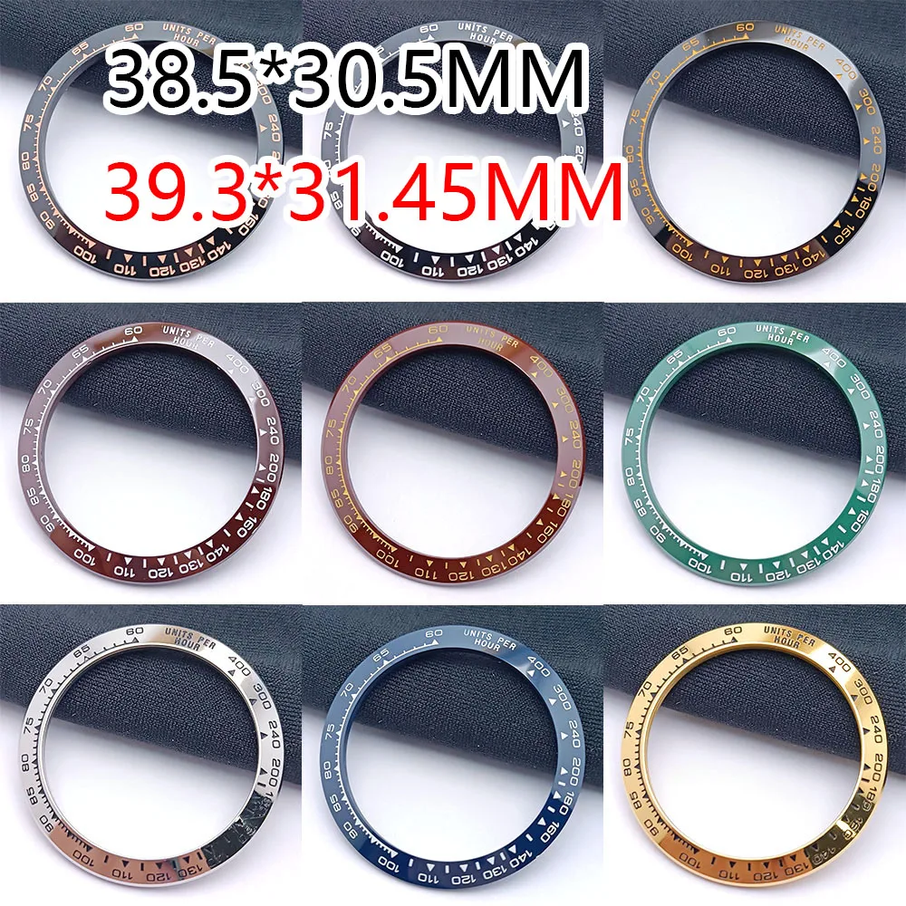 Polychrome Sloped Ceramic bezel insert 38.5*30.5mm /39.3*31.45mm For watch parts (No Luminous)