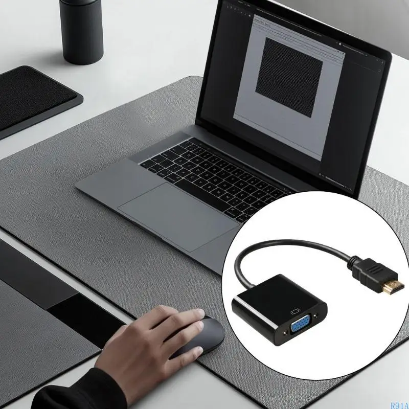 R91A Portable HDMIS в VGA Adapter 1080p Converter с аудионами для легких заглушек и настройки настройки и устойчивости к