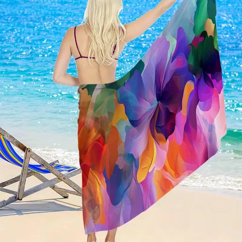 Flower Series Beach Apron Skirt Decoration Beach Towel Beach Skirt Semi Elegant Beach Bag Skirt Women Swimsuit Travel Essential
