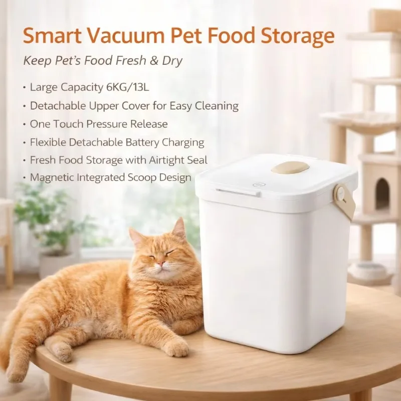 Wholesale 13L Large Capacity Smart Vacuum Pet Food Storage Container Airtight Seal Detachable Lid One Touch Pressure Release