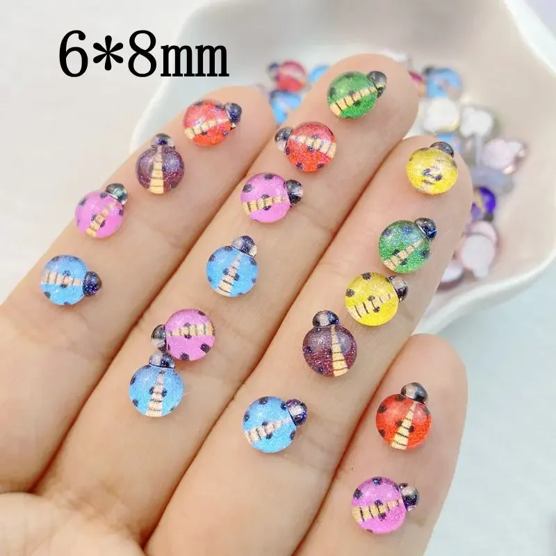 50 Stuks Glitter Nagel Cartoon cute insect beetle Hars 3d Nail Art Decoratie Studs Accessoires Benodigdheden