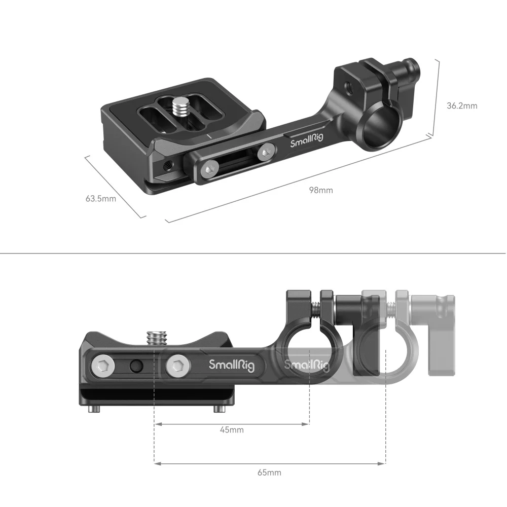 SmallRig Quick Release Plate, Quick Switch Between Handheld and Tripod Modes For Follow Focus For Standard Φ15mm Rod -3853