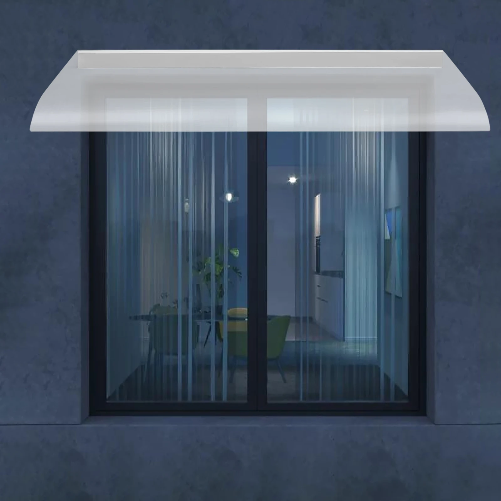 

Clear Modern Polycarbonate Awning Canopy Thicken Curved Panel Wall Mount UV Rain Snow Protection for Front Door Porch Patio Roof