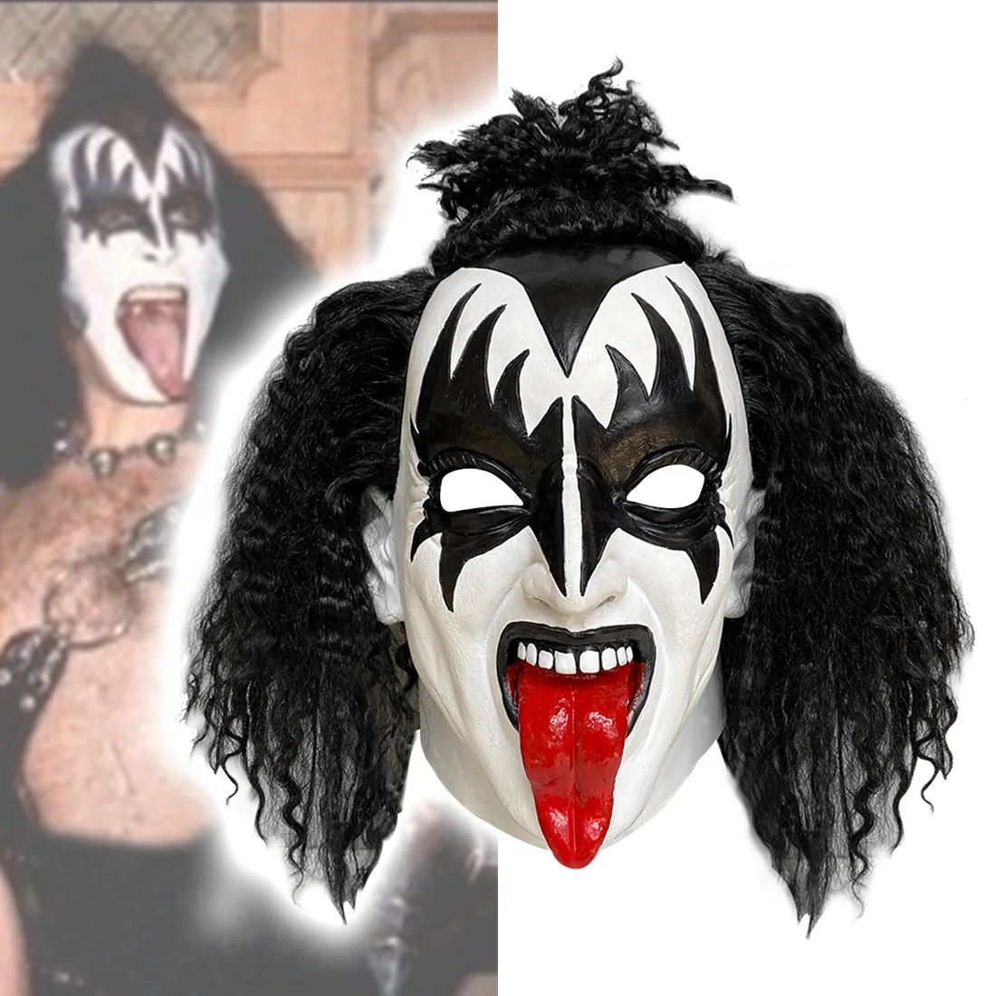 

Band Lead Singer Gene Simmons Cosplay Headgear Masks Electric Music Festival Mask Halloween Horror Band Lead Singer Gene Masque