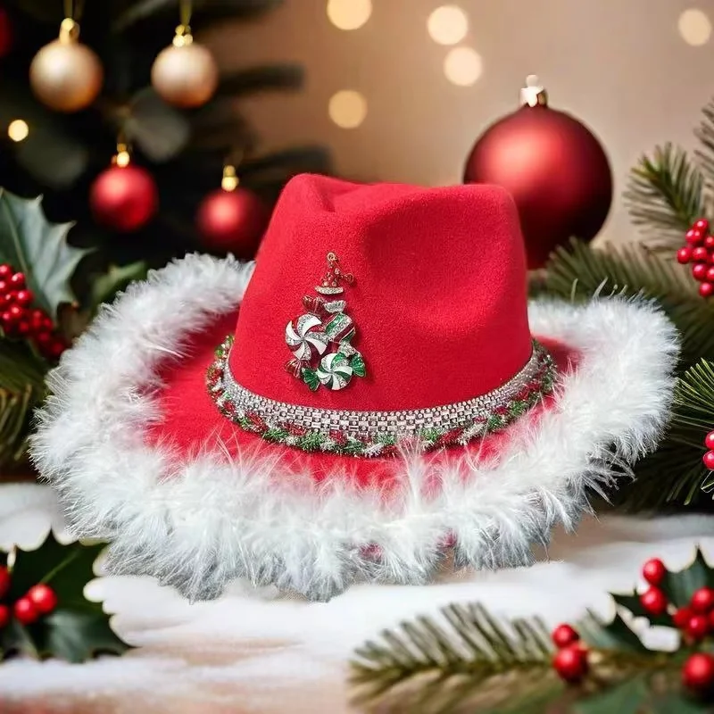 HongLuan Glitzer-Kostüm, Hut für Erwachsene und Cowboy-Hüte, Strass für Damen, Cowboy-Cosplay, Damen-Accessoires und Cowgirl-Kappe