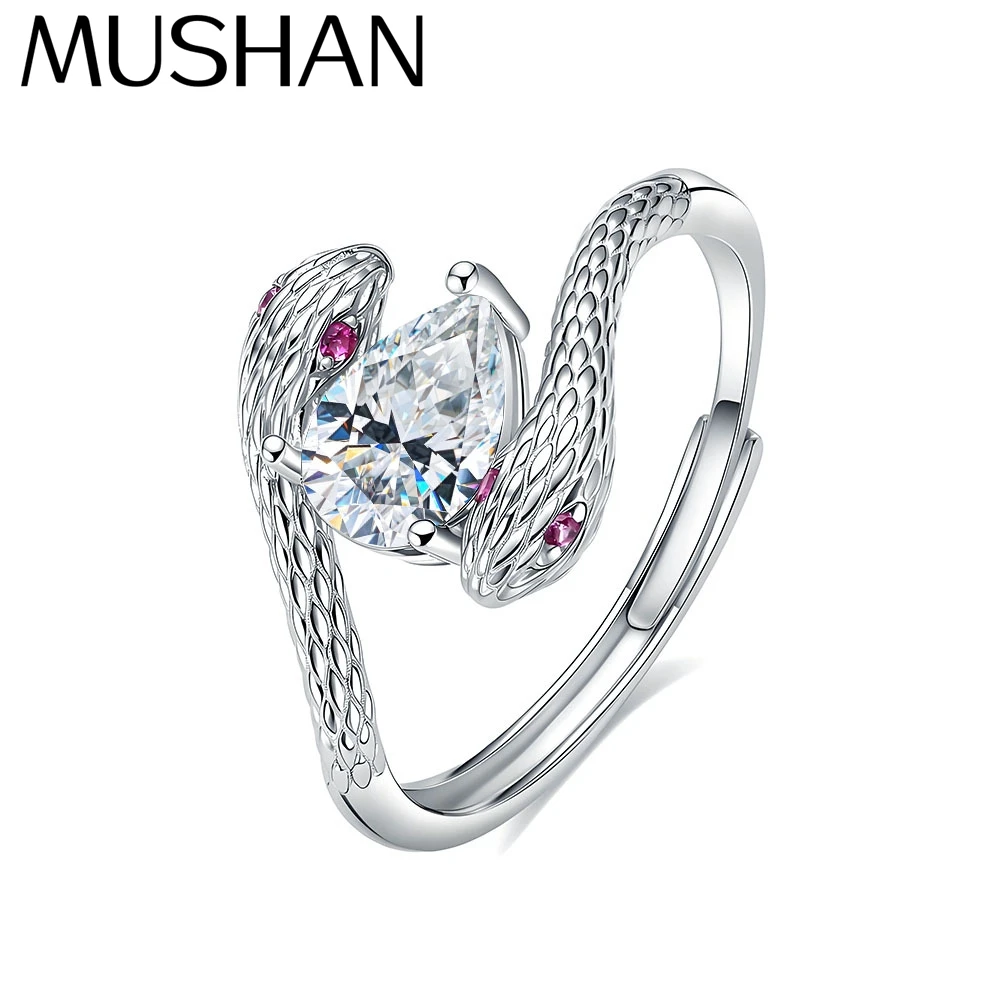 

MuShan Designer Jewelry 925 Sterling Silver Ring Moissanite Luxury Ring for Ladies 18K Real Gold Plated MST Patent Jewellery