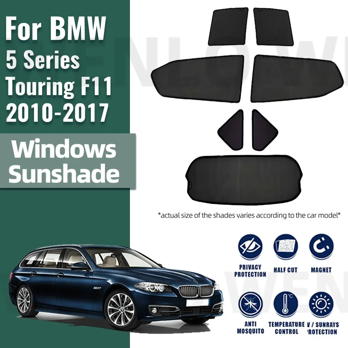 

For BMW 5 series Touring F11 2012-2016 Side Window Sun Shade Visor Car Sunshade Front Rear Windshield Frame Curtains Shield