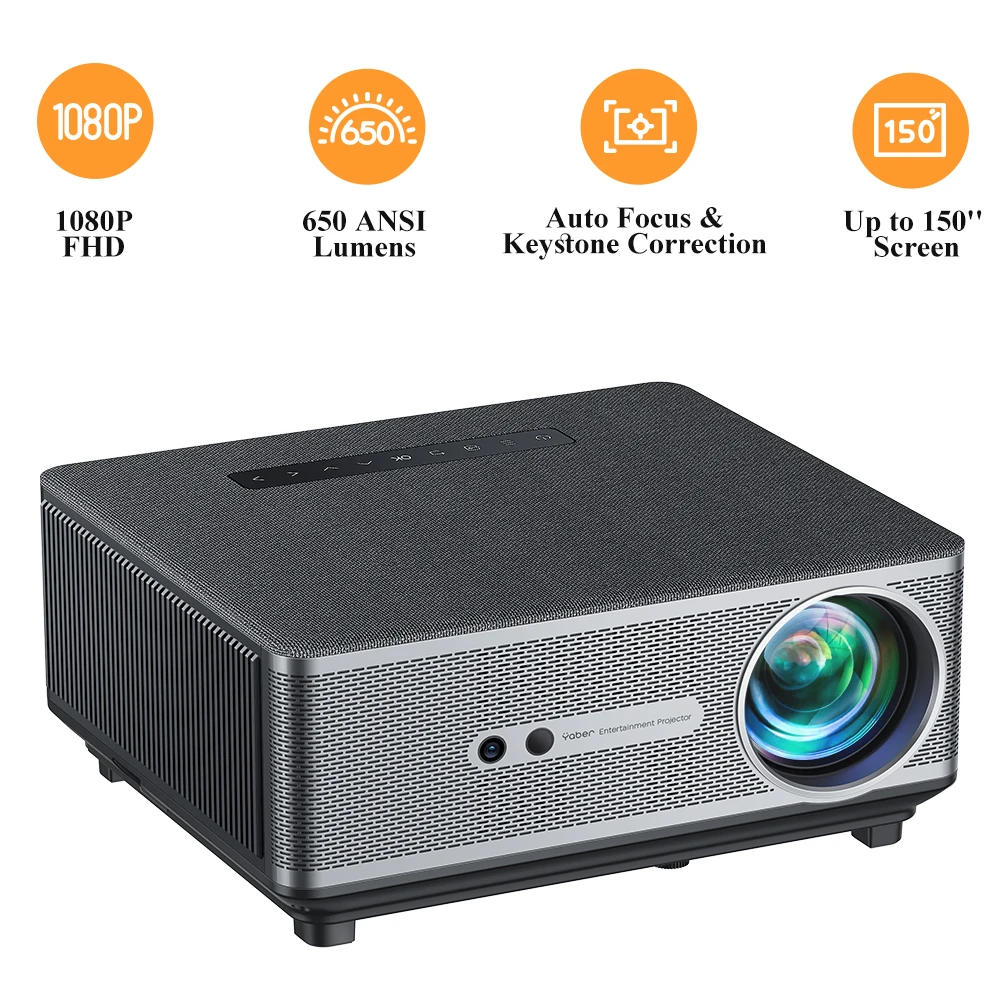 YABER K1 proiettore Full HD 1080P messa a fuoco automatica/Keyston WiFi6 Bluetooth 650 ANSI 4K proiettore di supporto LED Home Theater Cinema Beamer