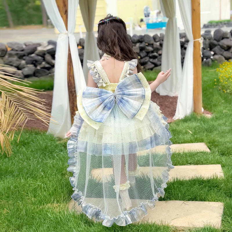 2025 New Bohemian Style Dress for Children Summer Girls Lolita Short sleeved Princess Dress Castle Angel