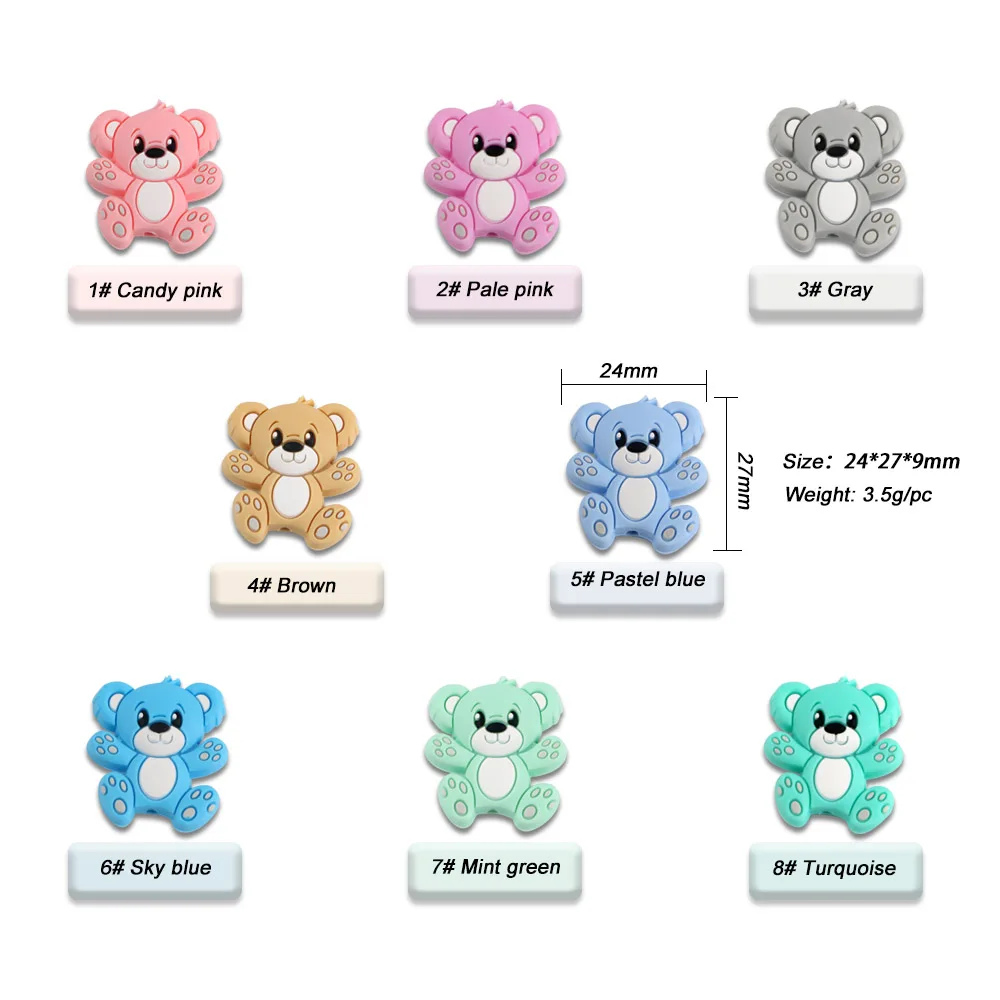 10Pcs Cartoon Animal Silicone Beads Horse Fox  Elephant Food Grade For Jewelry Pacifier Chain Making DIY Baby Toys