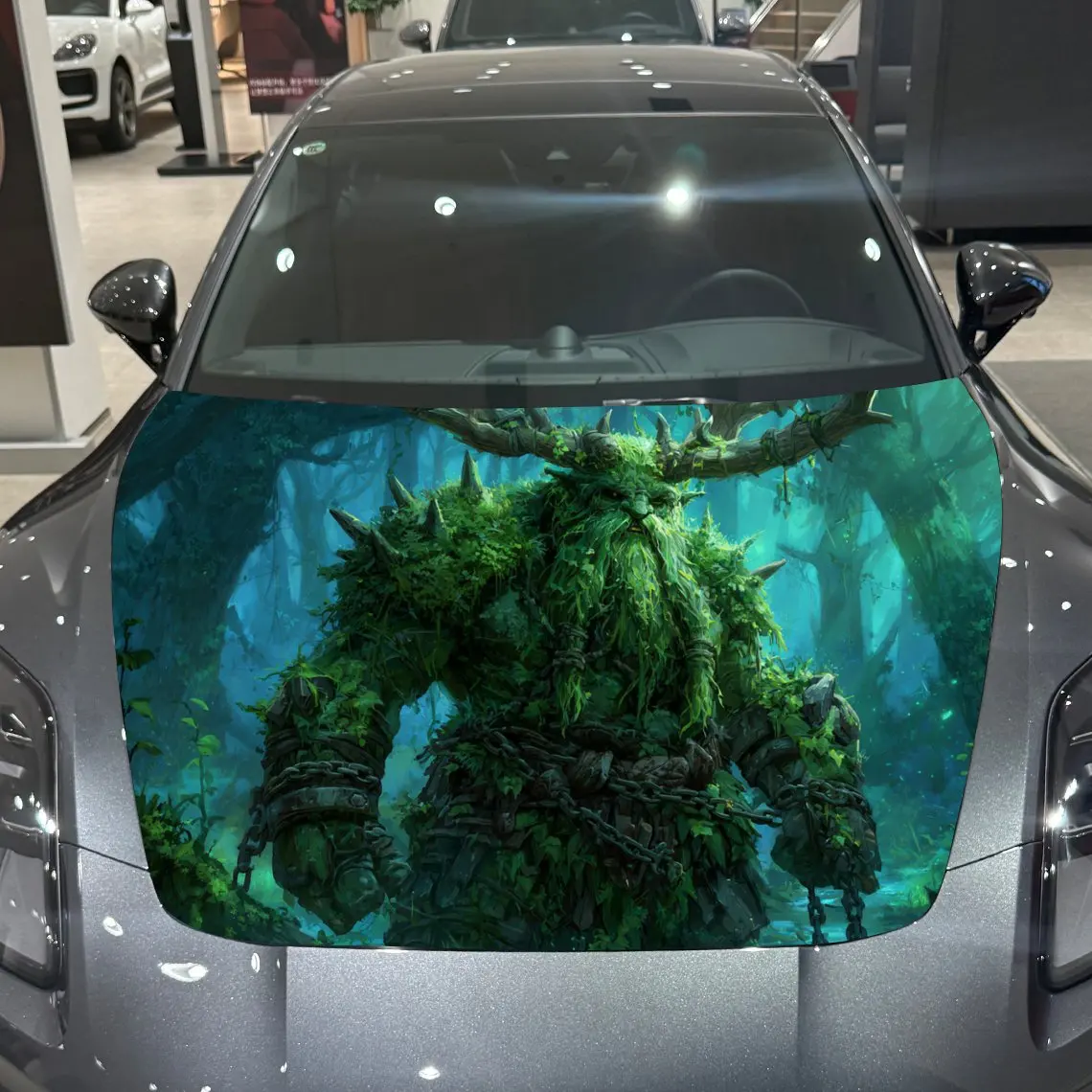 

Гигантская наклейка на капот автомобиля с рогами, водонепроницаемая самоклеящаяся наклейка на капот из ПВХ, устойчивая к царапинам, подходит для украшения всех автомобилей