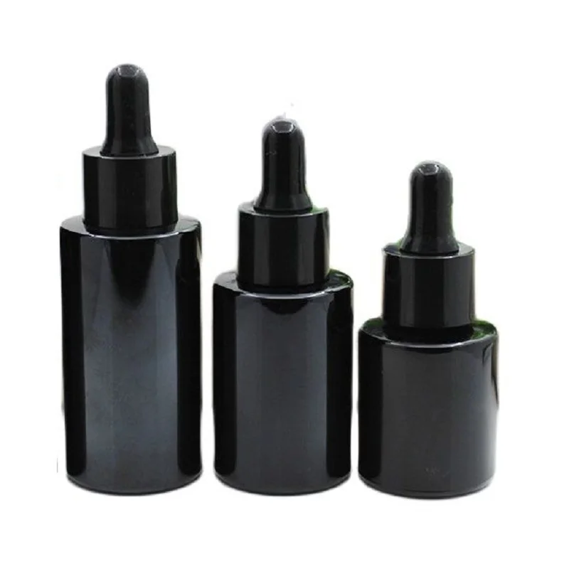 20 30 40 60ml Glass Dropper Bottle Liquid Serum Drop Pipette Cosmetic Packaging Black Essential Oil Bottle with Dropper 15pcs