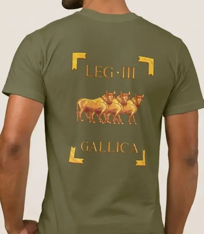 

Roman Legio III Gallica Three Bulls symbol Legionary Vexillum T-Shirt 100% Cotton O-Neck Short Sleeve Summer Casual Mens T-shirt