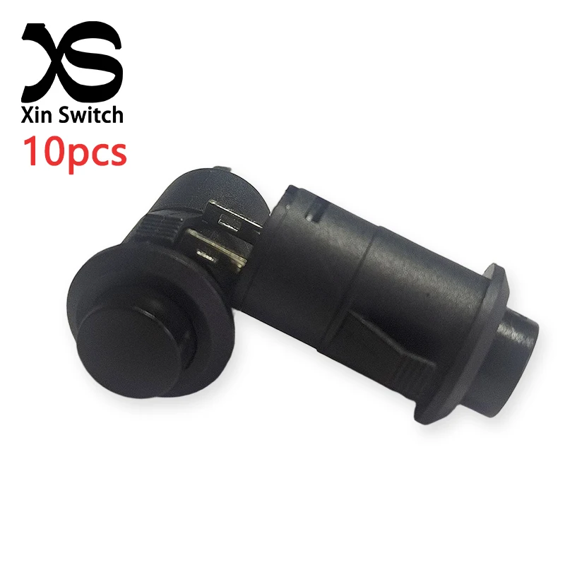 10PCS DS-425 Black Card Buckle Circular Self Resetting Plastic Power Button Switch 12mm 3A 250V AC/6A 125V AC 2-Pin Push Switch