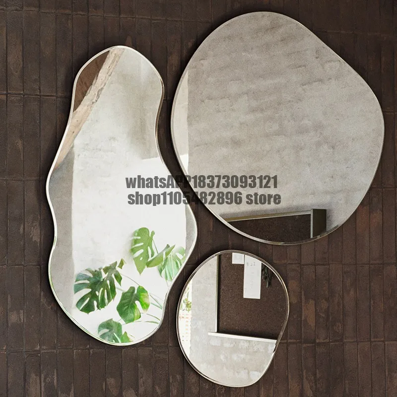 Lake mirror special-shaped wall hanging  bathroom porch mirror wall decorative  Nordic