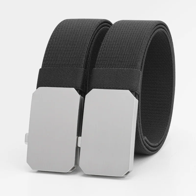 Zero tooth press automatic buckle waistband for men, lightweight elastic nylon waistband for business and casual pants