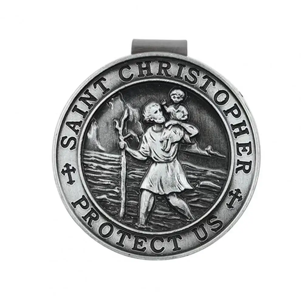 4 5 cm St Christopher Vizier Clip Voor Auto Metalen Saint Christopher Veiligheid Talisman Automotive Accessoires Cadeau Voor Bestuurders
