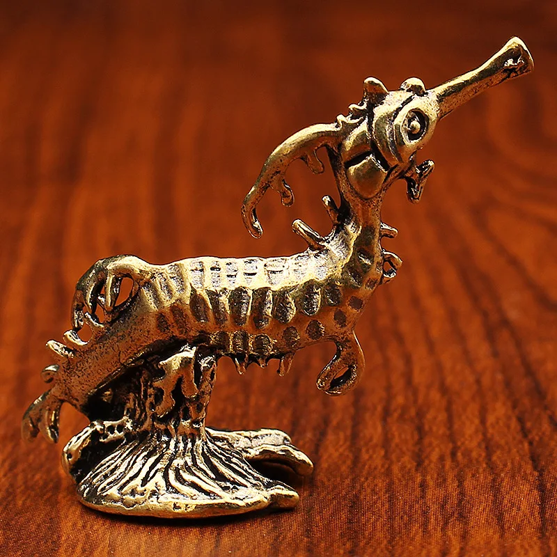 1 piece of marine animal antique old seahorse brass ornaments tea pet table decoration crafts collection souvenirs