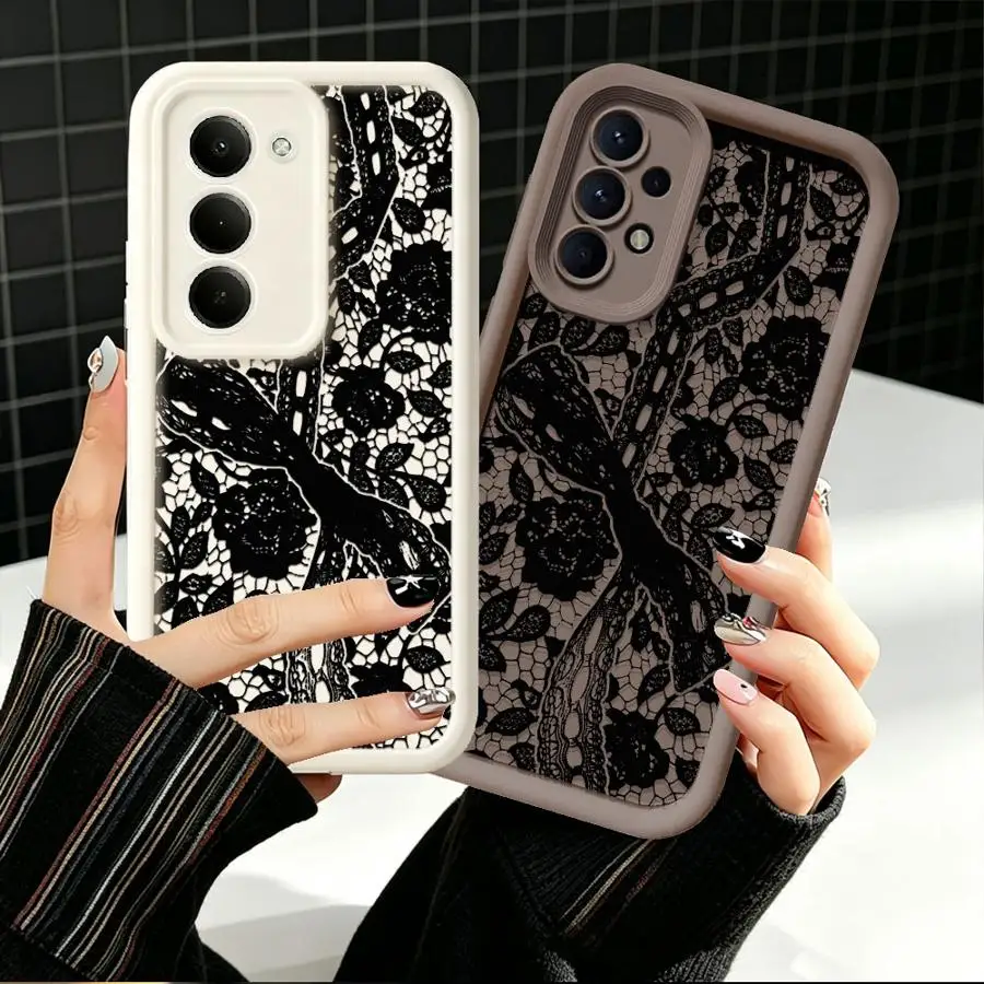 Rose Ribbon Lace Phone Cover Case for Samsung Galaxy A06 A36 A35 A17 A15 A24 A16 A25 A12 A07 A13 A30 A05A73 A11 A21s A14 A22 A50