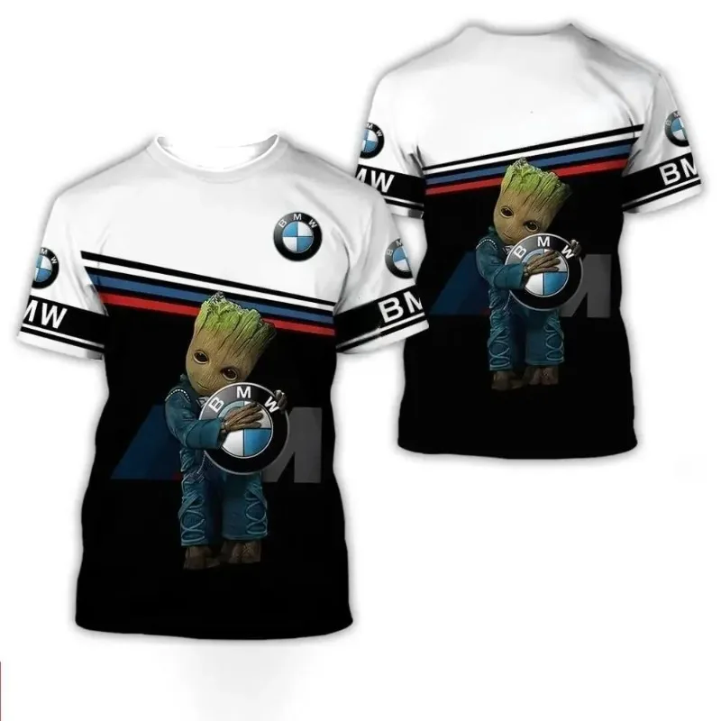 

Летняя футболка унисекс в стиле BMW с круглым вырезом, дышащая удобная спортивная рубашка с короткими рукавами и 3D принтом для езды на мотоцикле, модная