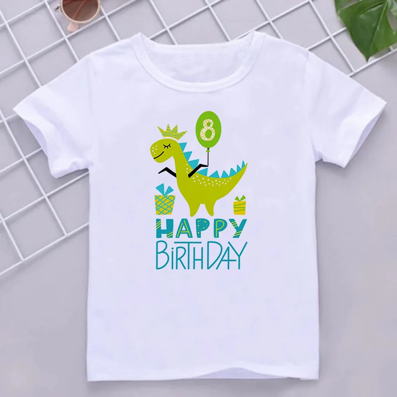 Cute Dinosaur Birthday Shirt 1-9Y Birthday T-Shirt Wild Tee Boys Party T Shirt Dino Theme Outfit Clothes Kids Gift Fashion Tops