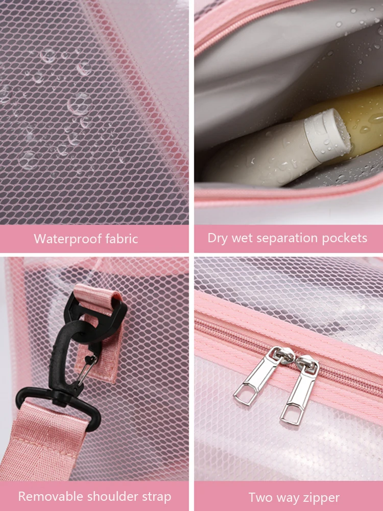 Transparent Waterproof PVC Duffle Bag, Zipper Travel Storage Bag,Sports Fitness Bag, Large Capacity Handbag & Shoulder Bag