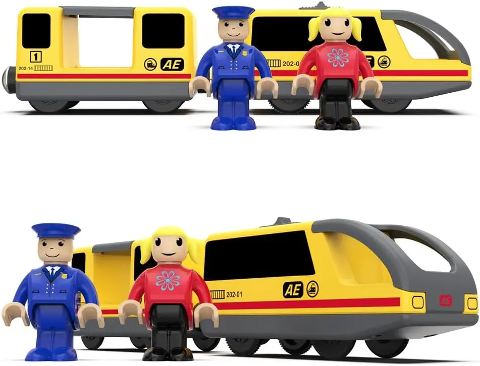 Tren con pilas (conexión magnética) - Potente tren de motor compatible con Thomas, Brio, Chuggington - Juguete para niños pequeños