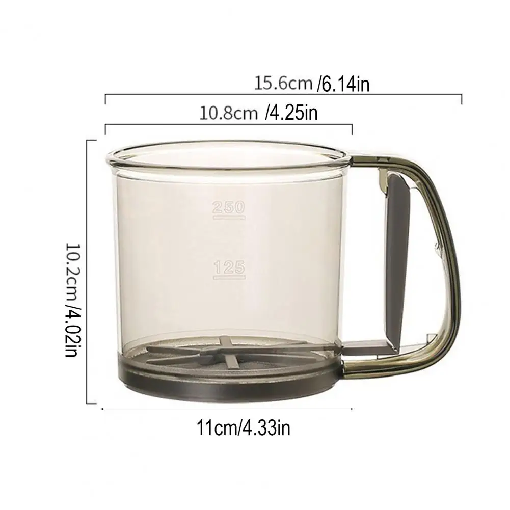 Handheld Flour Sifter Transparent Food-Grade Plastic Manual Flour Sieve Double-Layer Measuring Cup Flour Sifter for Baking Sugar