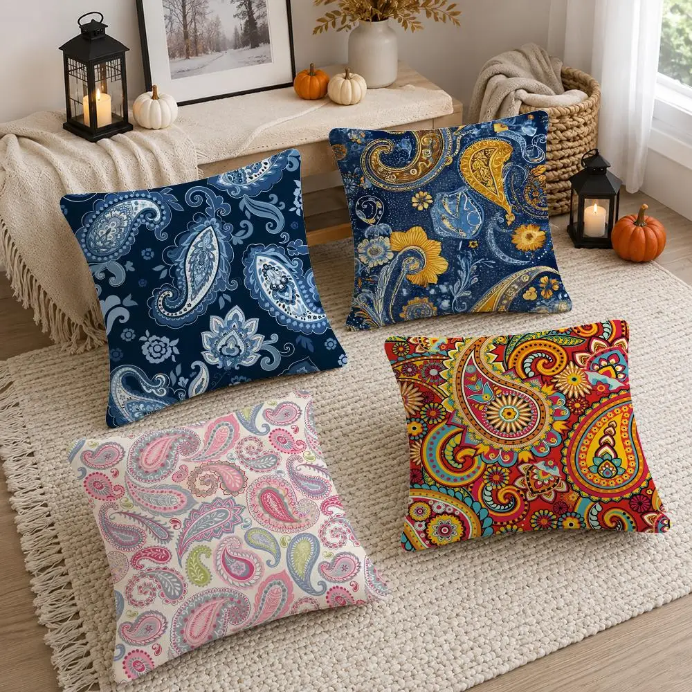 Pattern Paisley Cushion Cover Soft Fluffy Short Plush  Pillow Case Home Decor