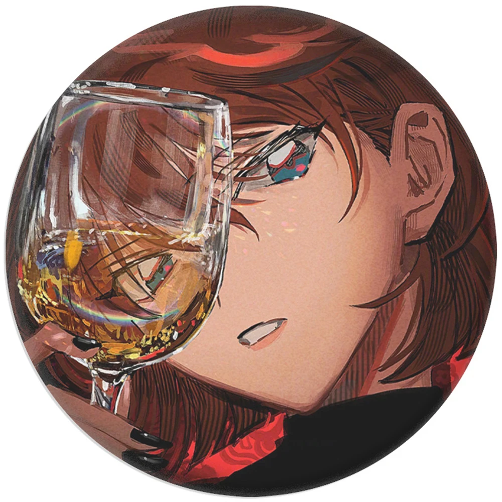 58mm Anime Detective Conan Rum Gin Vodka Vermouth Korn Cosplay COSTUME Badge Pin SPTE Tinplate Brooch﻿ Prop Gilf